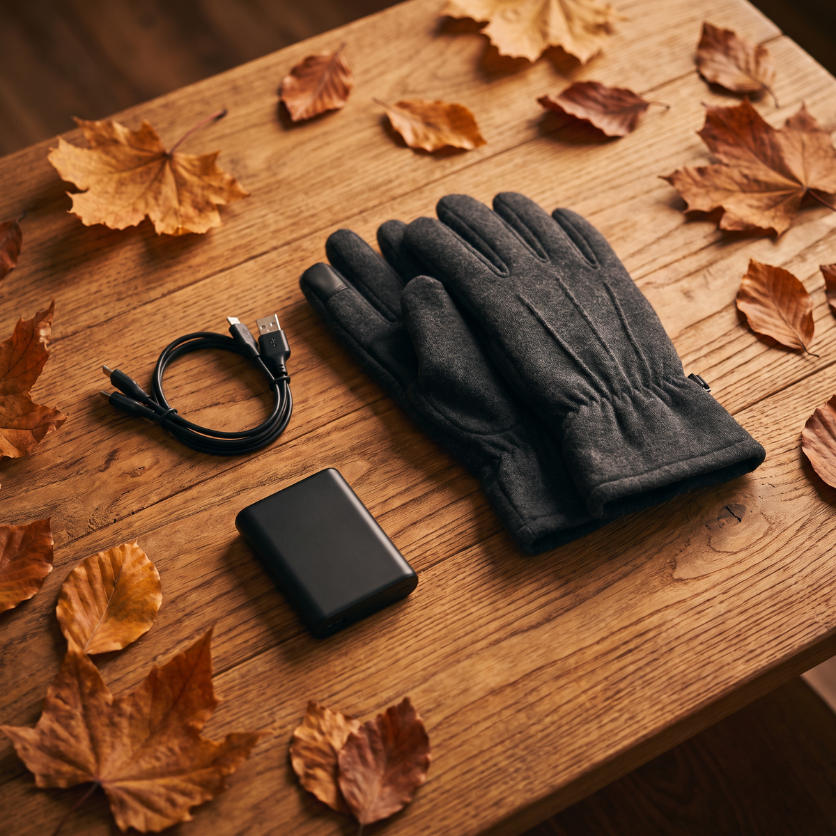 In the box: heated gloves, 5,000 mAh power bank and Y cable