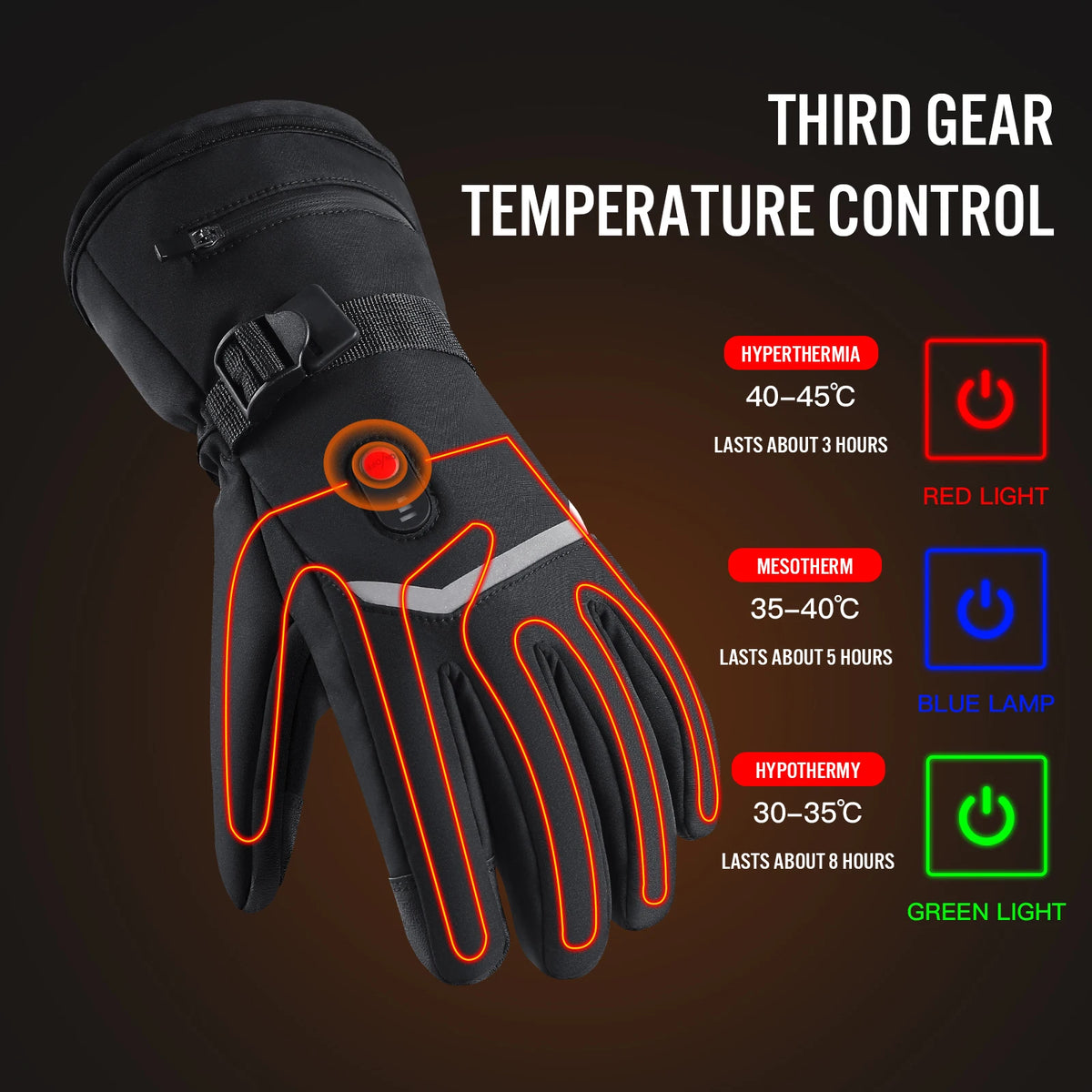 Heated Waterproof Ski Gloves
