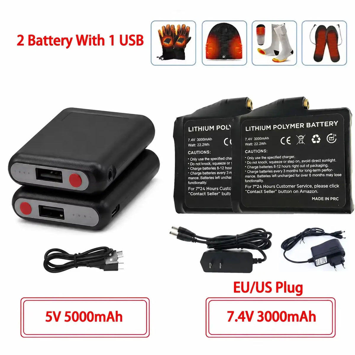 Rechargeable Battery Packs for Heated Gear