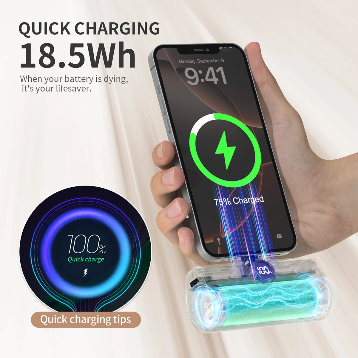 Mini Plug-In Power Bank, 5,000 mAh