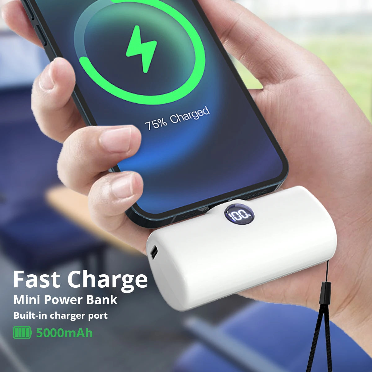 Mini Plug-In Power Bank, 5,000 mAh