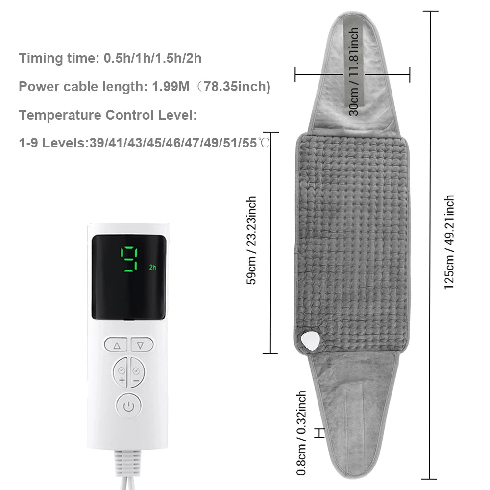Large Electric Heating Pad with Timer, 24 x 12 in