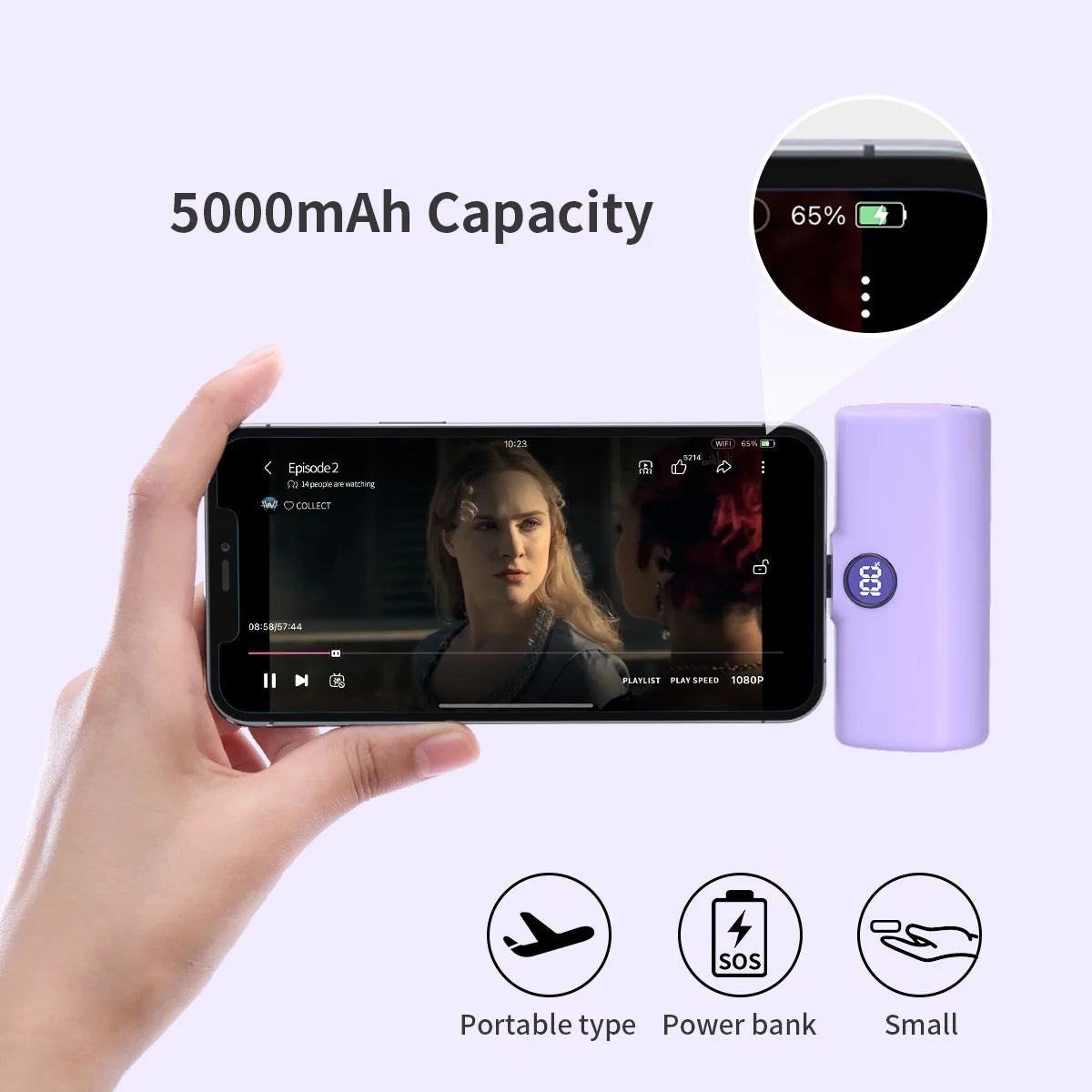 Mini Plug-In Power Bank, 5,000 mAh