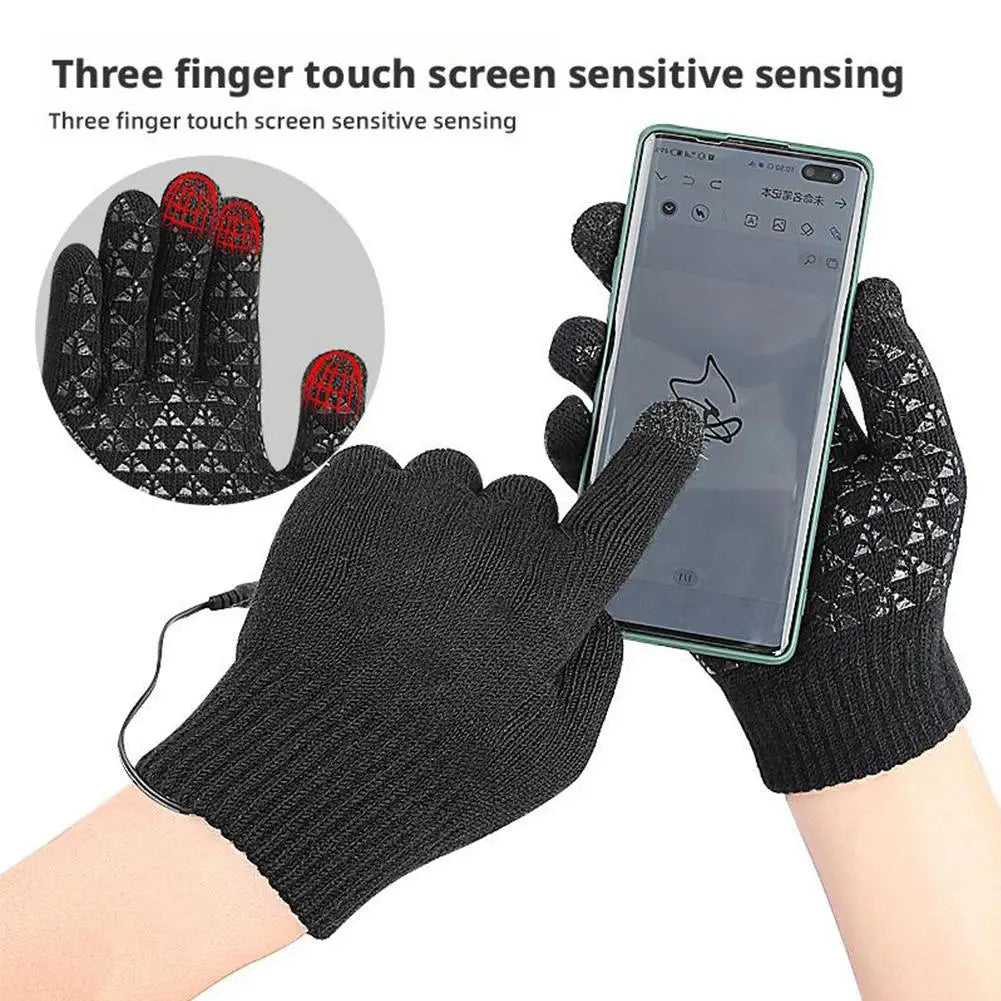 USB Heated Knit Touchscreen Gloves