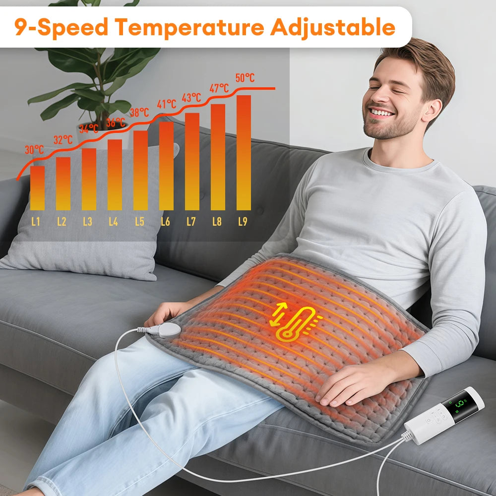 Large Electric Heating Pad with Timer, 24 x 12 in