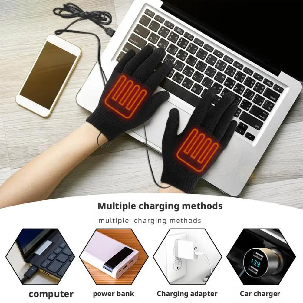 USB Heated Knit Touchscreen Gloves