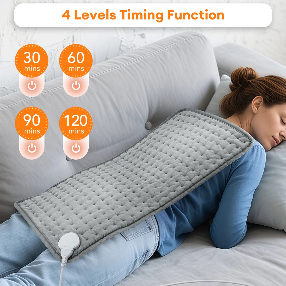 Large Electric Heating Pad with Timer, 24 x 12 in
