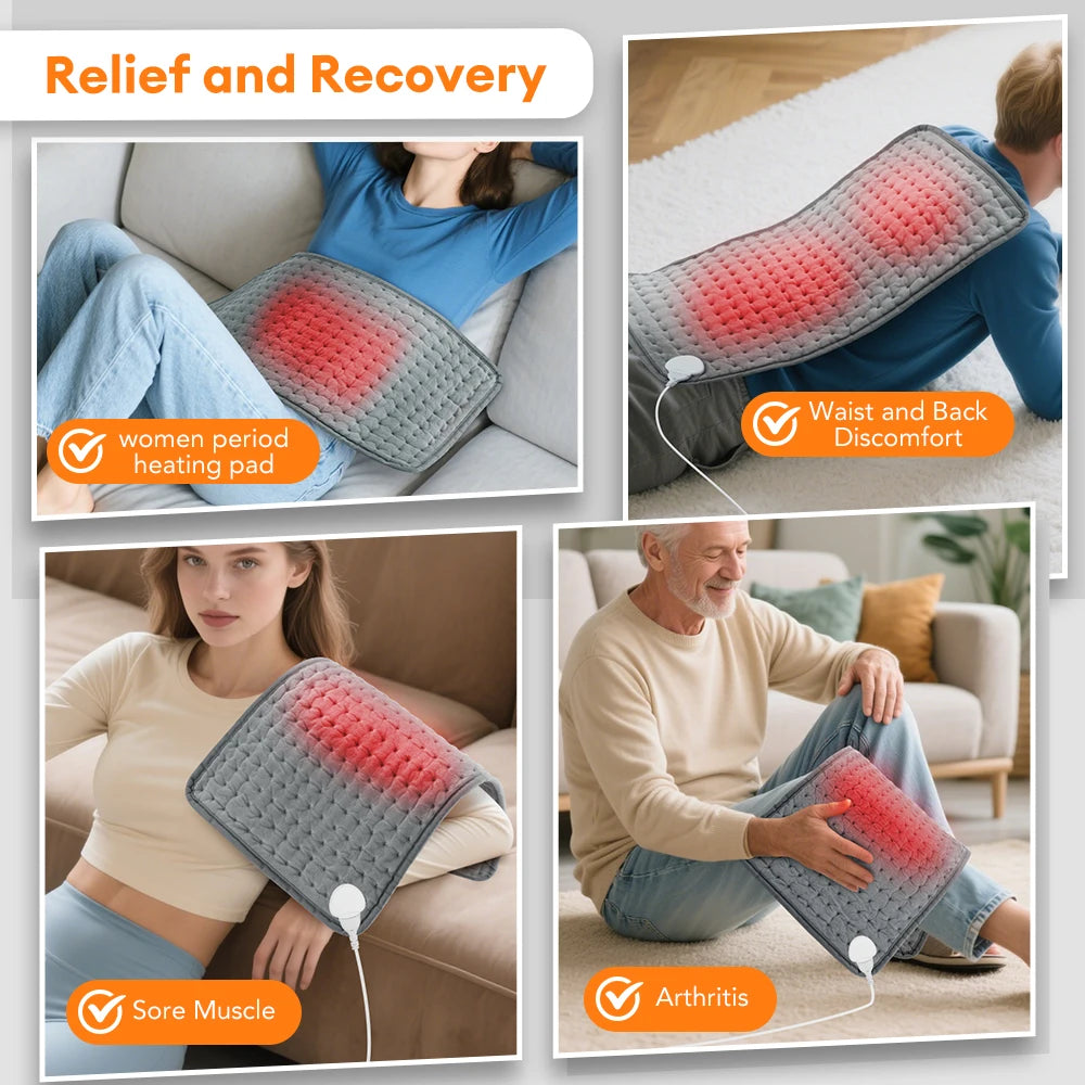 Large Electric Heating Pad with Timer, 24 x 12 in
