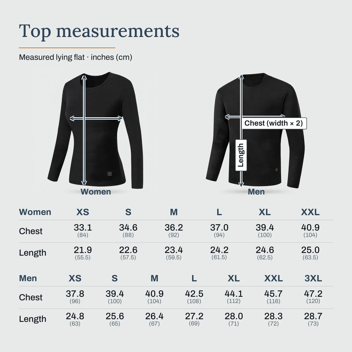 Heated Base Layer Top for Women and Men