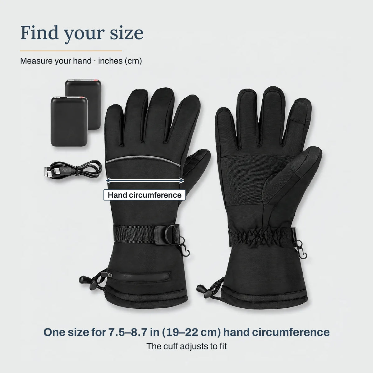 Heated Winter Gloves with Cuff Batteries