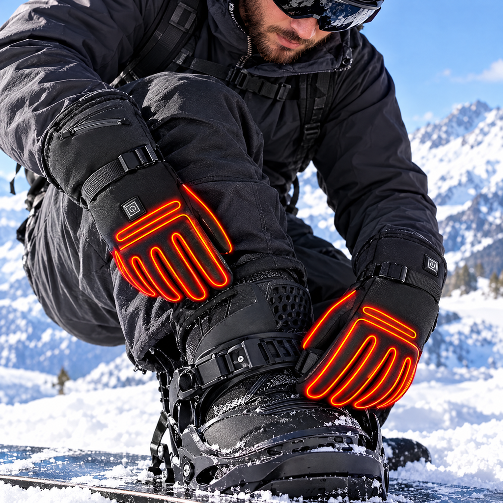 Heated Winter Gloves in use