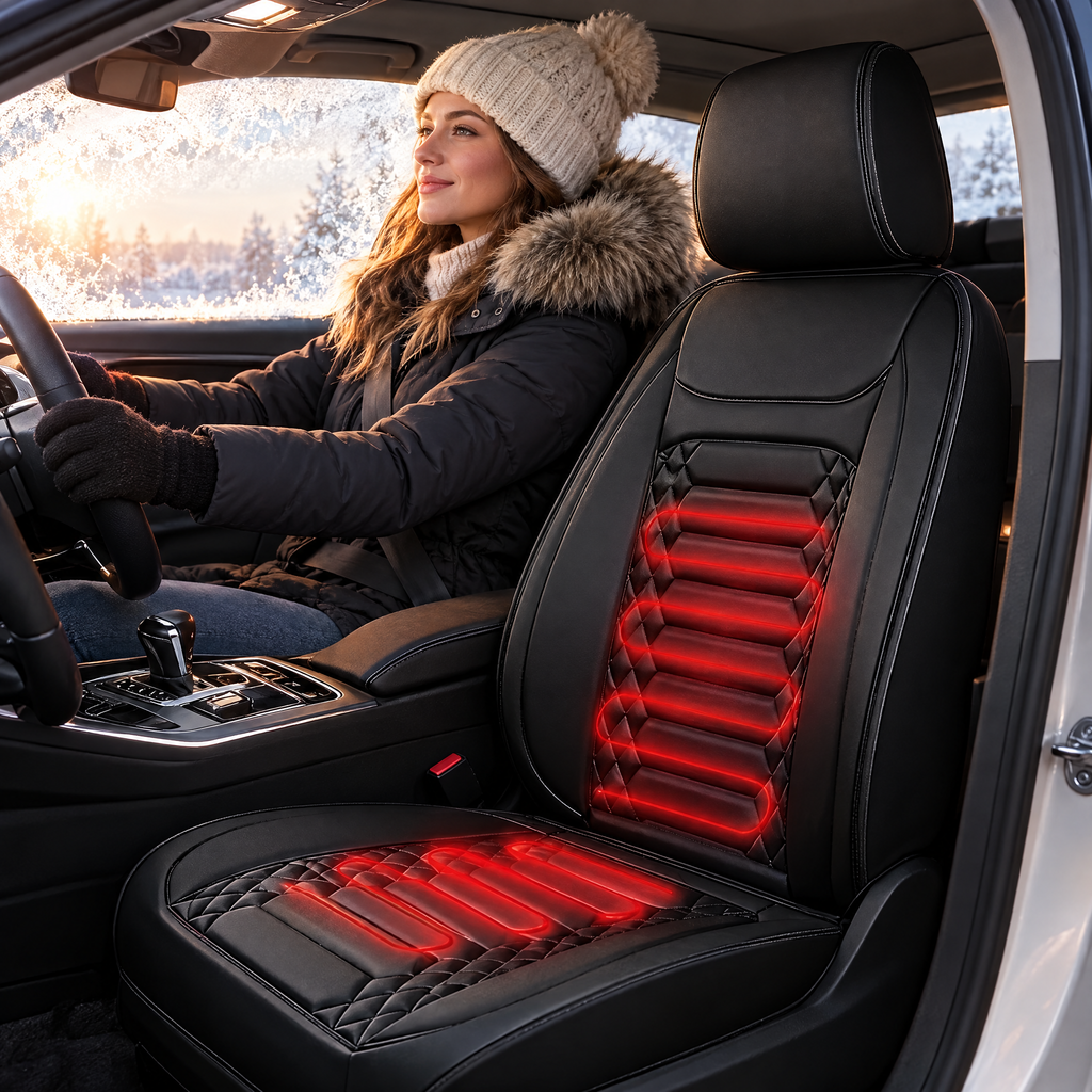 Heated Car Seat Cover in use