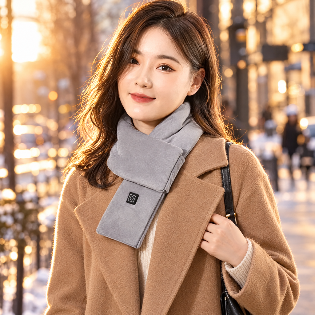 USB Heated Scarf in use