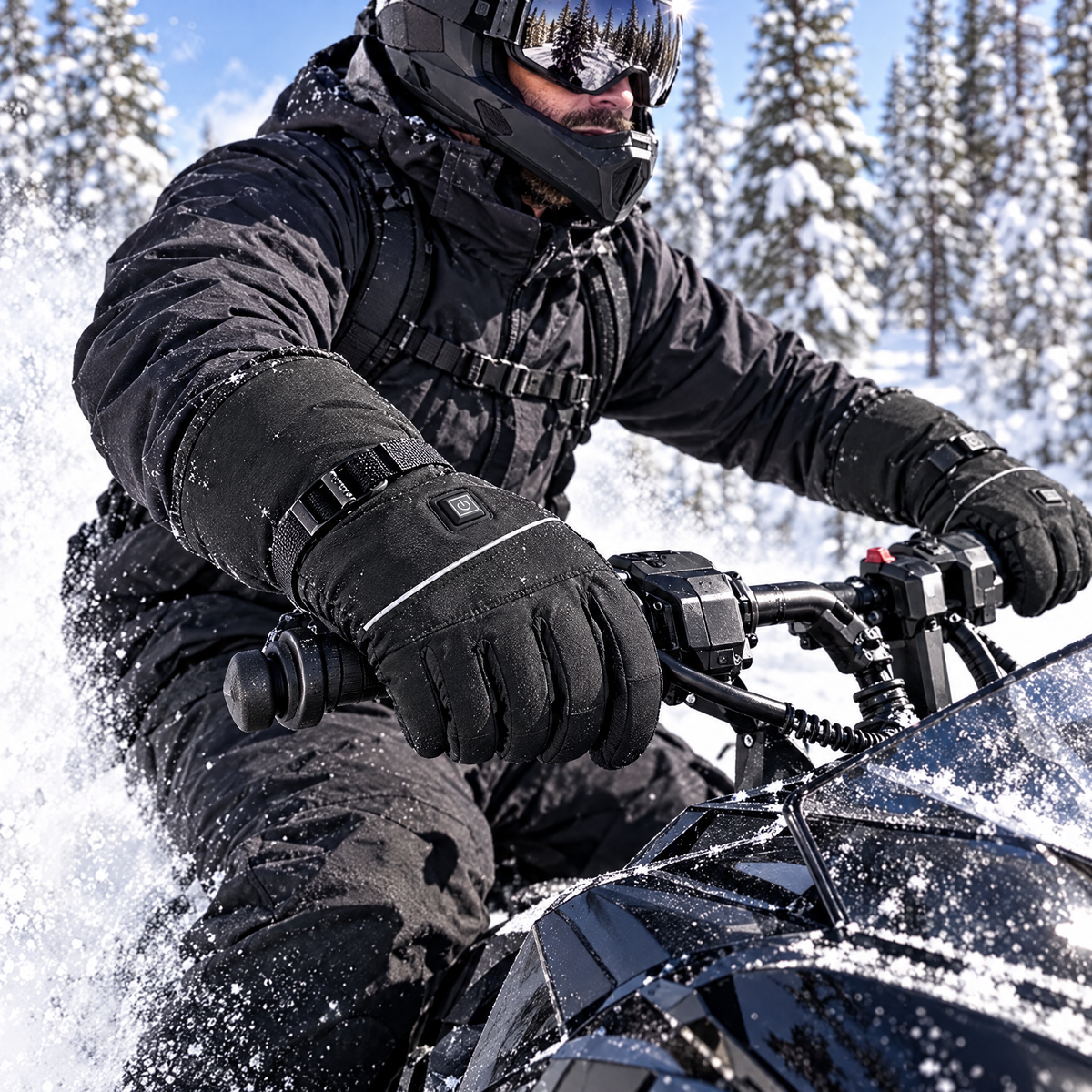 Heated Winter Riding Gloves in use