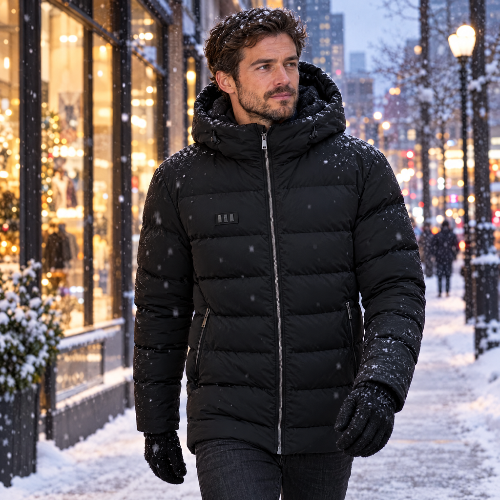 Heated Hooded Parka in use