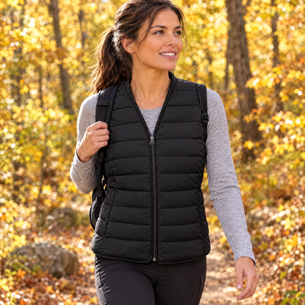 Heated V Neck Vest in use